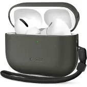 Tech-Protect AirPods Pro 3 NaturalFit lærveske - olivengrønn