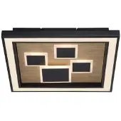 Paul Neuhaus LED-taklampe Eliza, oljet eik, 48 x 48 cm