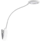PRIOS LED-klemmelampe Harumi, hvit, oppladbart batteri, USB, 51 cm høy