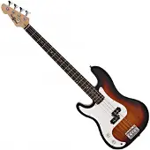 Gear4Music LA Left Handed Bass Guitar fra Sunburst
