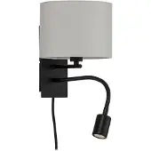 LINDBY vegglampe Florens, svart, LED-leselampe, 23,5 cm