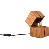 TRIO Treasure bordlampe, naturlig finish, tre, hengslet