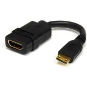 StarTech.com High Speed HDMI-kabel - HDMI til HDMI Mini - Hun/hann - Video/lyd/nettverksadapter - HDMI - 30 AWG - HDMI 19-pinners (W) - Mini HDMI 19-pinners (M) - 1,3 cm - skjermet - svart - for P/N: