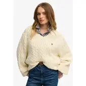 Superdry Oversized Cable V-hals Genser
