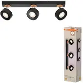 Osram LED-downlight PLUTO, svart, 3 spotter, 3000 K