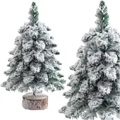 Lean juletre pynt dekorativt kunstig på stamme dekket av snø 60 x 16 cm