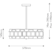 HINKLEY Hengelampe Sabina, svart, Ø 57 cm, metall/tekstil, 4 x E27