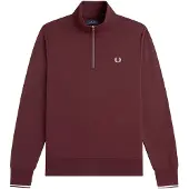 Fred perry for man. M3574 Burgundy half-zip sweatshirt (S), Casual, Cotton
