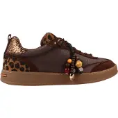Carmela for woman. 16415201-MARRON Brown Leather Sneakers 164152 (37), Flat, Laces, Casual