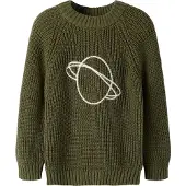 Name it Lil' Atelier Genser - NmmEmlen - Strikk - Vintermose m. Planet - - 7-8 år (122-128) - Genser