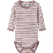 Name it Body I/e - Ull - Hullmønster - NbfWang - Snow White/Viol - - 68 - Langermet Body