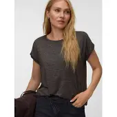 Vero Moda Lava Plain Lurex Strip Kortarmet T-skjorte