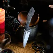 Null Knives Voodoo Doll - Black Micarta foldekniv