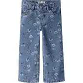Name It Mini Jeans - NmfRose - Bred - Medium+ Blue Denim/Flower - - 6 år (116) - Jeans