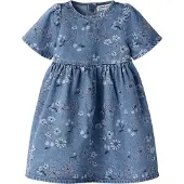 Name It Mini Kjole - NmfAnna - Medium+ Blue Denim/Blomster - - 4 år (104) - Kjole