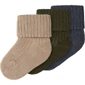 Name it Sokker - 3-pack - NbmNobbu - Sesam/Ombre Blue + Olive - - 62/68 - Sokker