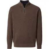 Casa Moda Half-zip Genser Structure melert Brun Størrelse