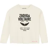 Zadig & Voltaire Genser - Off White m. Svart - - 10 år (140) - Genser