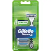 Gillette GILLETTE_SET Sensor3 Sensitiv barberhøvel + utskiftbare blader 6 stk