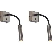QAZQA Sett med 2 moderne gunmetal vegglamper med USB-C - Gosna