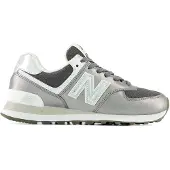 New Balance for woman. W574V2_LI 574 metallic gray leather sneakers (43), Flat, Suede, Laces, Casual, Grey