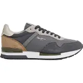 Pepe Jeans for man. PMS400037 Hailon Basic grey sneakers (45), Fabric, Flat, Laces, Casual, Sport