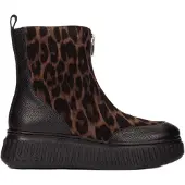 Wonders for woman. A-5202_5729_10888 Xfly 02 Brown Leather Boots (38), Flat, Zip, Casual, Animal Print