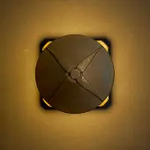 MORETTI LED-vegglampe Aura Disk, utstikk 12,5 cm, antikk messing, IP65