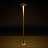 MORETTI LED-gatelampe Aura Disk, høyde 80 cm, antikk messing, IP65