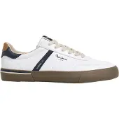 Pepe Jeans for man. PMS300031 Kenton Retro white sneakers (43), Flat, Laces, Casual