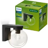 Philips Ulio utendørs vegglampe, svart, metall, IP44, E27