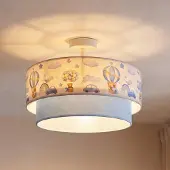 Duolla Boho-taklampe for barn, lyseblå/fargerik, Ø 40 cm, tekstil, E27