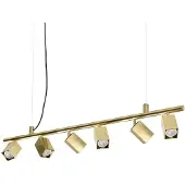 Ideal Lux hengelampe Dynamite Square i messing, 6 lyskilder