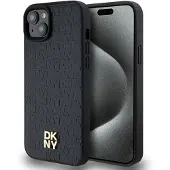 DKNY DKHMP15SPSHRPSK iPhone 15/14/13 6,1 sort hardcase lædermønster metall-logo MagSafe