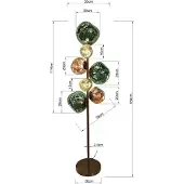 Kare gulvlampe Burbuja. Flerfarget, glass, 168 cm, 7 lyskilder.