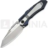 We Knife Bogey foldekniv, Blue & Satin Titanium, Hand Rubbed Satin