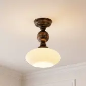 Jupiter Taklampe Bolero, svart-gull, kremfarget, stål, glass, E27