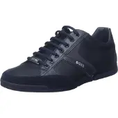 BOSS for man. 50498265 Saturn navy leather trainers (42), Flat, Laces, Casual