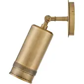 HINKLEY Utendørs vegglampe Pratt, antikkmessing, Ø 14 cm, IP44, GU10-LED