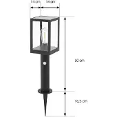 LINDBY LED-solcellegatelampe Relto, sensor, jordspyd, 50 cm