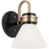 Kichler Vegglampe Farum 1, svart/bronsefarget, stål, glass, G9