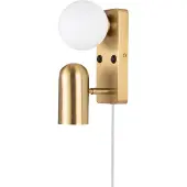 Globen Lighting vegglampe «Doppio» i messingfarge, høyde 24 cm, 2 lyskilder