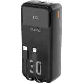 24hShop Powerbank 30000 mAh med hurtiglading og integrerte kabler – svart