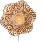 Good&Mojo vegglampe Madura, Ø 60 cm, natur/brun, stikkontakt