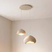 Opviq Hengelampe Lora, beige, bredde 70 cm, 2 lyskilder, glassfiber, E27