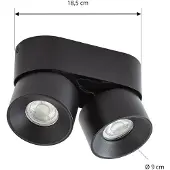 PRIOS Rotari basic-spotlight, 2 lyskilder, svart, 18 cm, GU10