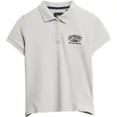 Superdry for woman. W6011869A Slim fit polo shirt 90s grey (M), Casual, Cotton, Short sleeve