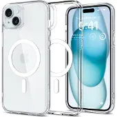 Spigen iPhone 15 Ultra Hybrid Mag Deksel - Hvit / Gjennomsiktig
