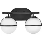 HINKLEY Vegglampe til bad Hollis, svart/opal, 2 lyskilder