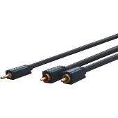 ClickTronic 1m MP3 Adapter, 3.5mm, Hankjønn, 2 x RCA, Hankjønn, 1 m, Blå, Gull
